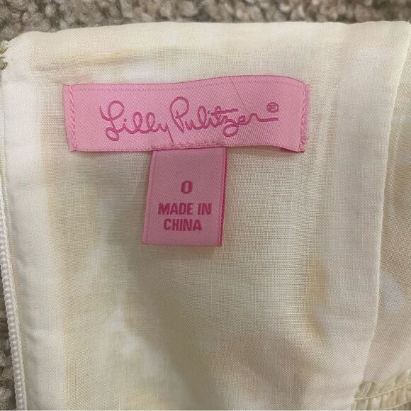 Lilly Pulitzer Christine Dress Yellow White Sunglow Fit &Flare Mini Women's Sz 0 - Picture 6 of 6